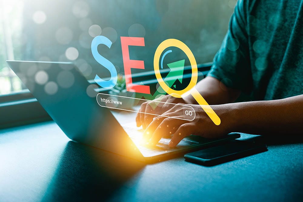 Digital Marketing Concept with SEO Visualization and Search Engine Optimization Tools